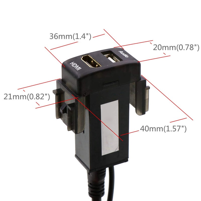 Timloon HDMI Socket Mount Cable +USB Audio Input Use for Nissan - Image 2